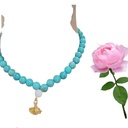 สร้อยคอผลิตจากหินธรรมชาติบลูเทอควอยซ์ :หินขี้นกการะเวกเป็นหินที่มีความเก่าแก่ที่สุดในประวัติศาสตร์ มีพลังปกป้องคุ้มครอง เหมาะสำหรับนักเดินทาง ป้องกันอุบัติเหตุและสิ่งชั่วร้ายฯลฯพร้อมหินเปลือกมุกจ้าวสมุทร: เสริมสติความรับรู้  รักษาเงินทองสิ่งมีค่า - 1