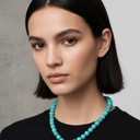 สร้อยคอผลิตจากหินธรรมชาติบลูเทอควอยซ์ :หินขี้นกการะเวกเป็นหินที่มีความเก่าแก่ที่สุดในประวัติศาสตร์ มีพลังปกป้องคุ้มครอง เหมาะสำหรับนักเดินทาง ป้องกันอุบัติเหตุและสิ่งชั่วร้ายฯลฯพร้อมหินเปลือกมุกจ้าวสมุทร: เสริมสติความรับรู้  รักษาเงินทองสิ่งมีค่า - 4