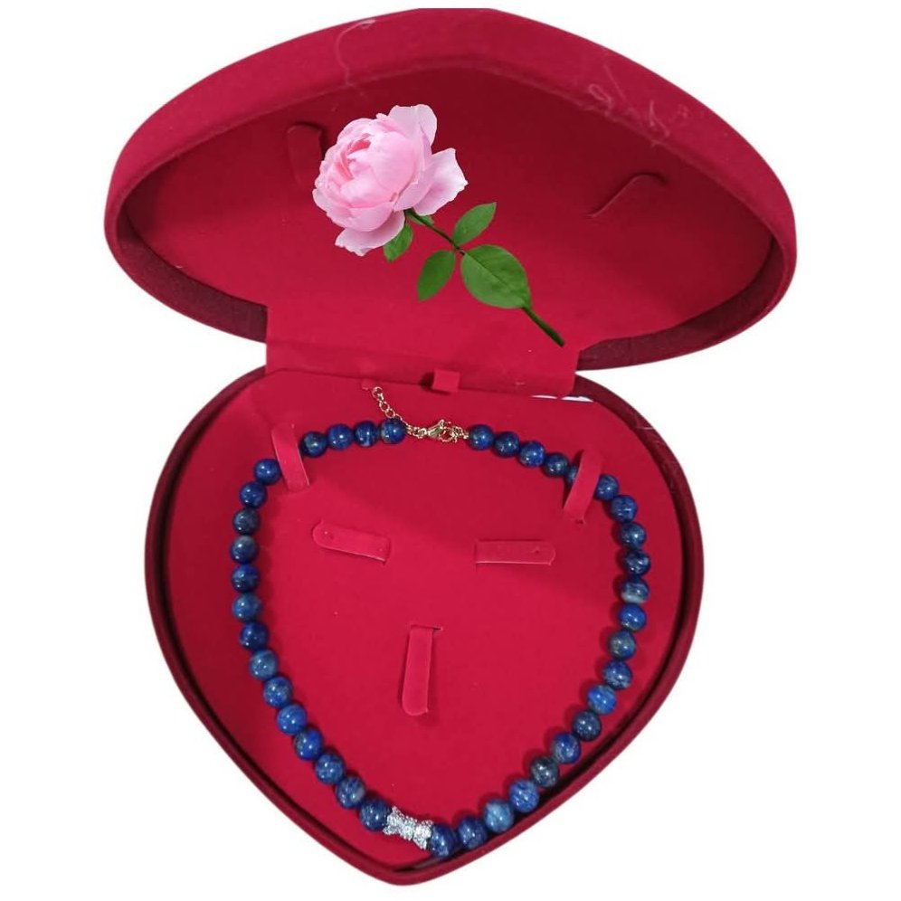 สร้อยคอหินธรรมชาติราพีซลาซูรี่ หินชนิดนี้มีเสน่ห์มากตรงที่มีเรื่องราวประวัติศาสตร์ยาวนาน " เน้นความพรีเมียมและภูมิฐานด้วย เสริมพลัง - 2